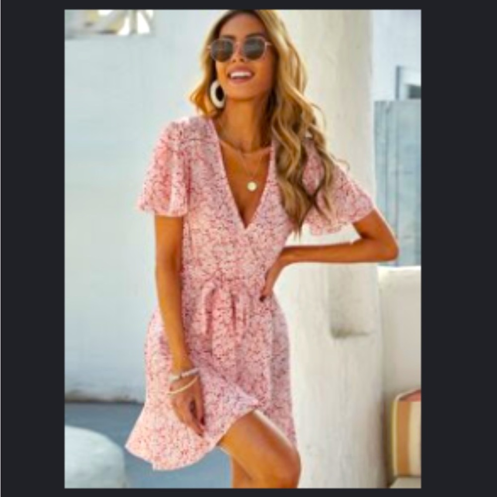 wrap dress with flutter sleeves